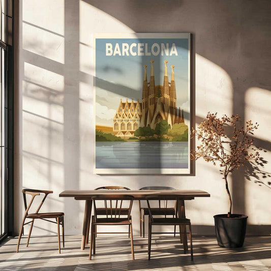 Barcelona Travel Print Canvas Print Wall Art 1X2666086 - ART FEVER - Art Fever