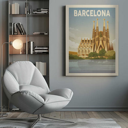 Barcelona Travel Print Canvas Print Wall Art 1X2666086 - ART FEVER - Art Fever