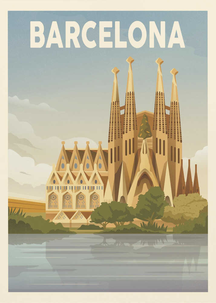 Barcelona Travel Print Canvas Print Wall Art 1X2666086 - ART FEVER - Art Fever