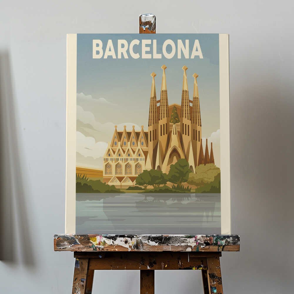 Barcelona Travel Print Canvas Print Wall Art 1X2666086 - ART FEVER - Art Fever