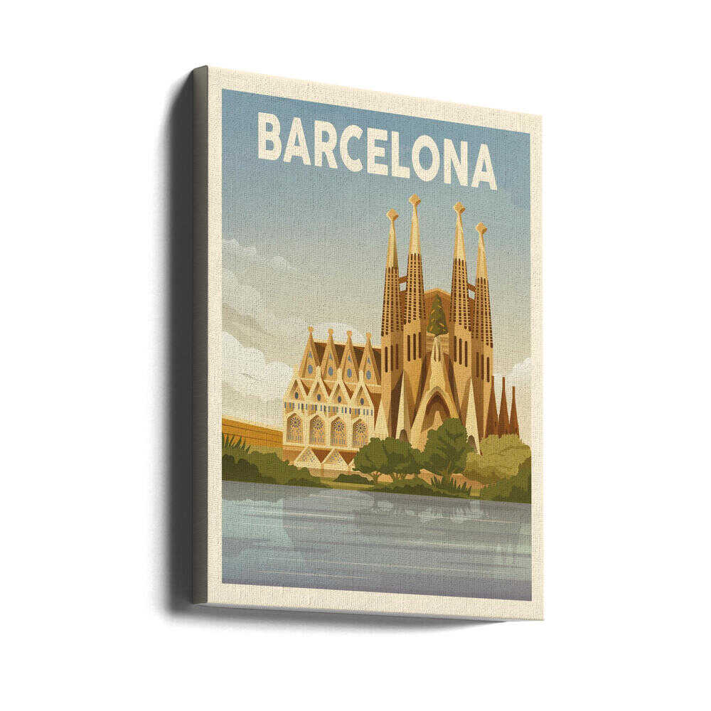 Barcelona Travel Print Canvas Print Wall Art 1X2666086 - ART FEVER - Art Fever