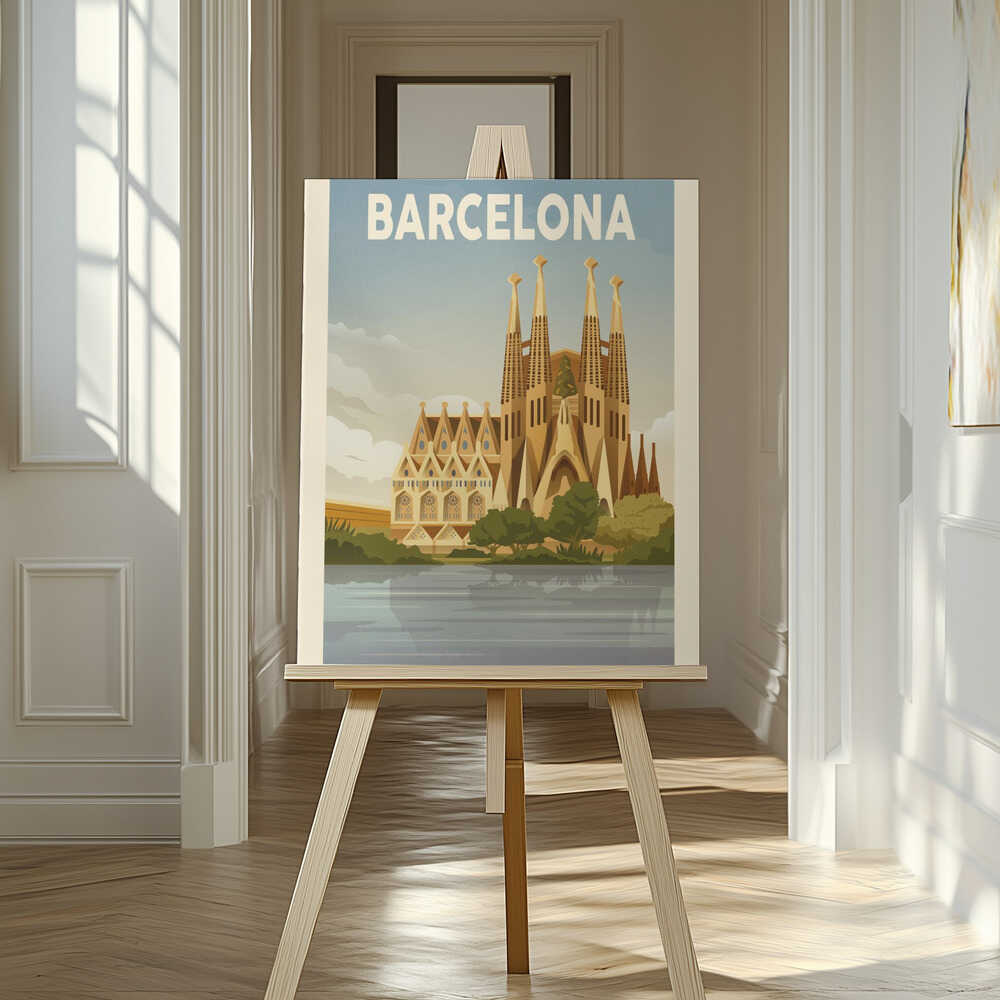 Barcelona Travel Print Canvas Print Wall Art 1X2666086 - ART FEVER - Art Fever