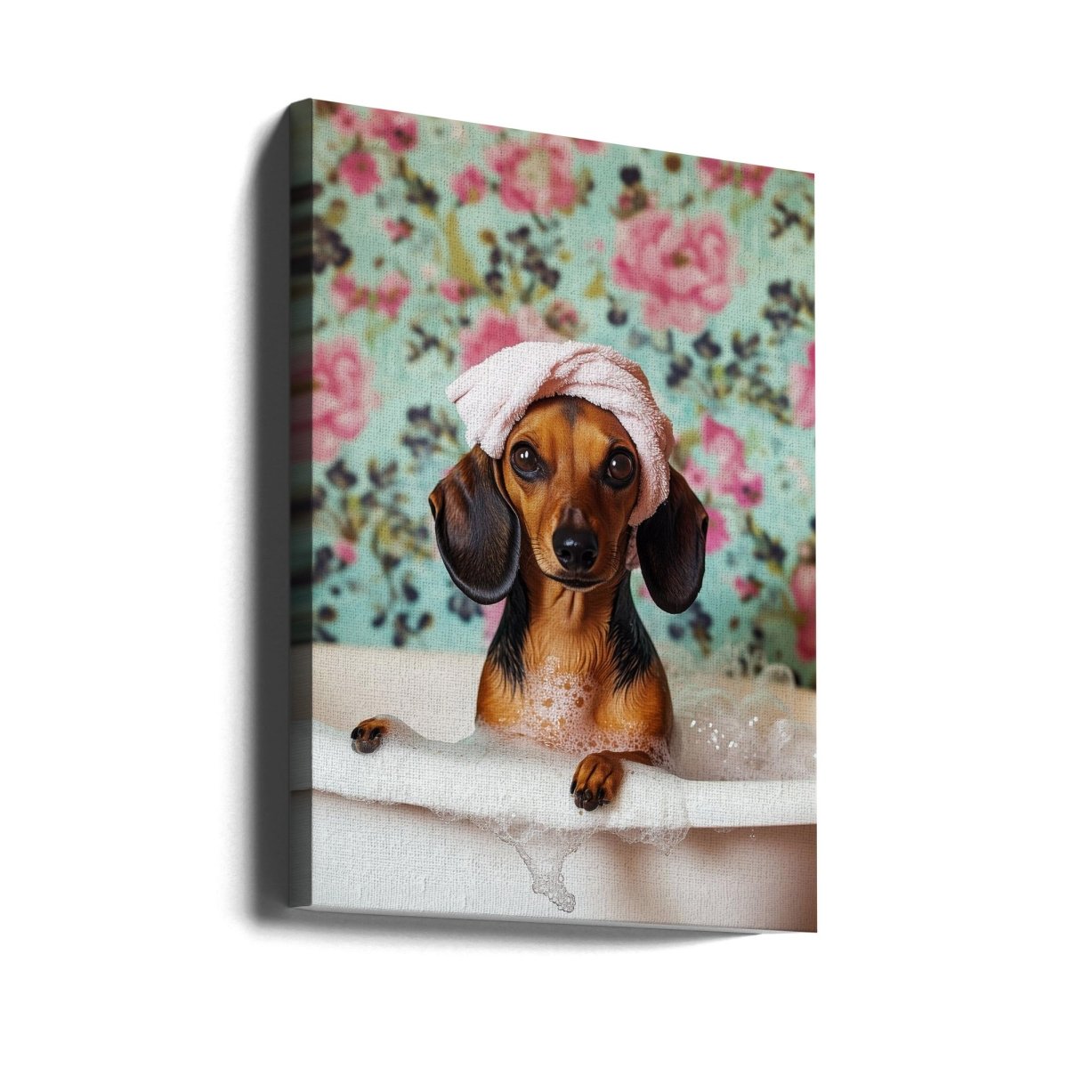 Bath Time Dachshund - 3092582 Canvas Print Wall Art - ART FEVER - Art Fever