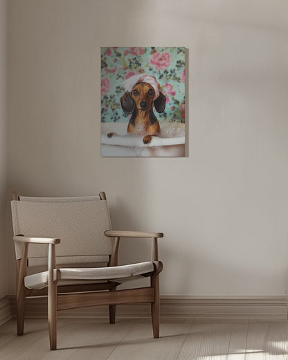 Bath Time Dachshund - 3092582 Canvas Print Wall Art - ART FEVER - Art Fever