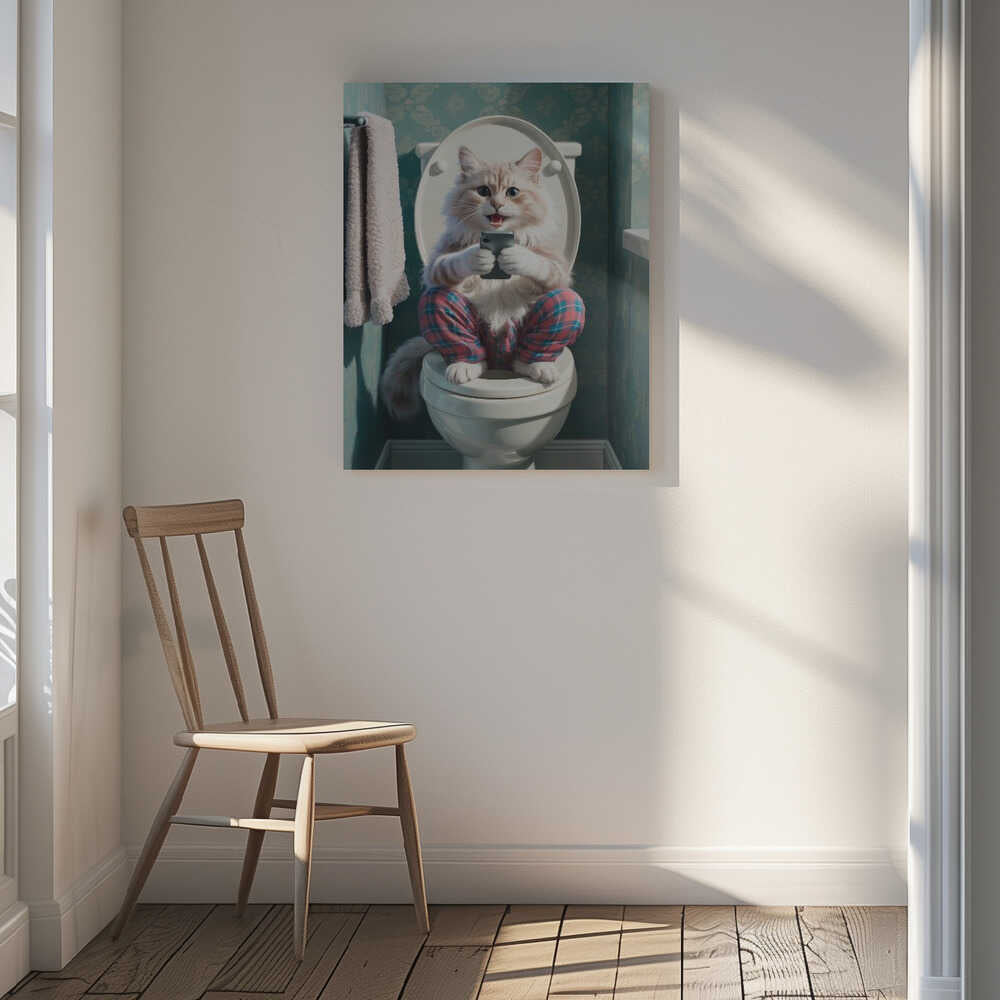 Bathroom Angora Cat Canvas Print Wall Art 1X3221616 - ART FEVER - Art Fever