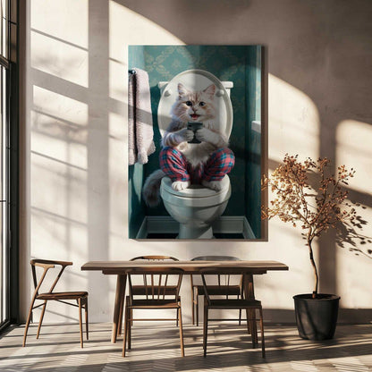 Bathroom Angora Cat Canvas Print Wall Art 1X3221616 - ART FEVER - Art Fever