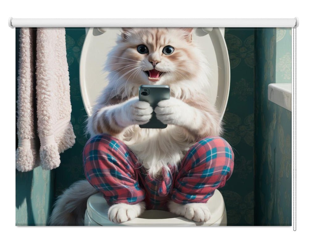 Bathroom Angora Cat Printed Picture Photo Roller Blind - 1X3221616 - Art Fever - Art Fever