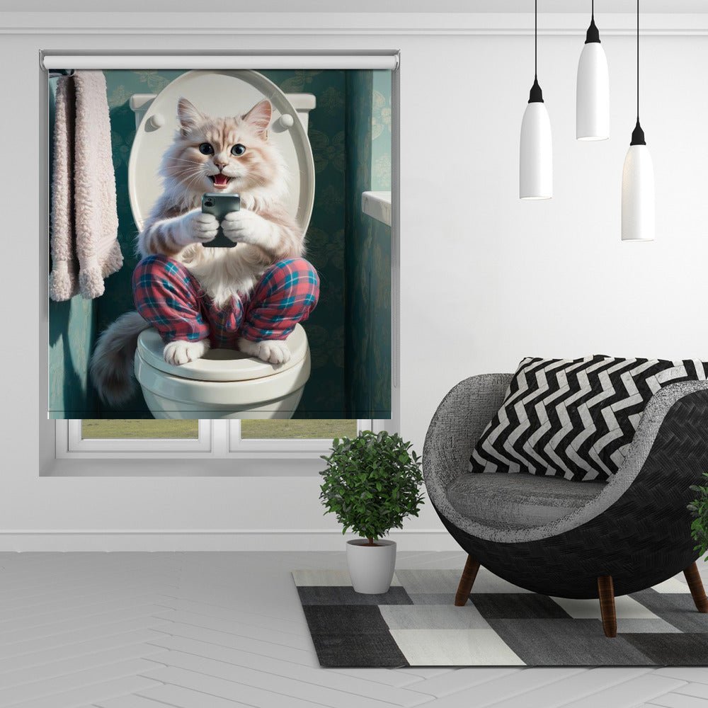 Bathroom Angora Cat Printed Picture Photo Roller Blind - 1X3221616 - Art Fever - Art Fever