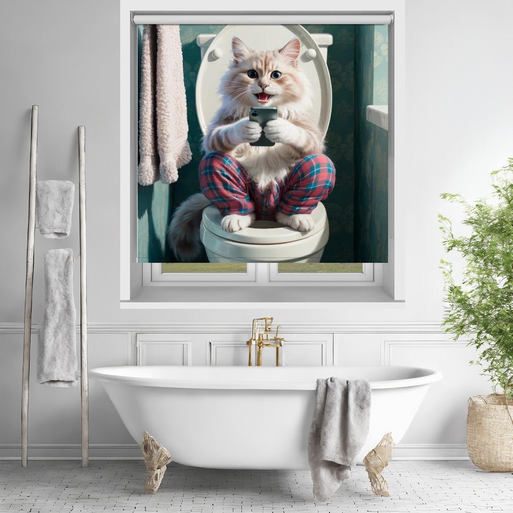 Bathroom Angora Cat Printed Picture Photo Roller Blind - 1X3221616 - Art Fever - Art Fever