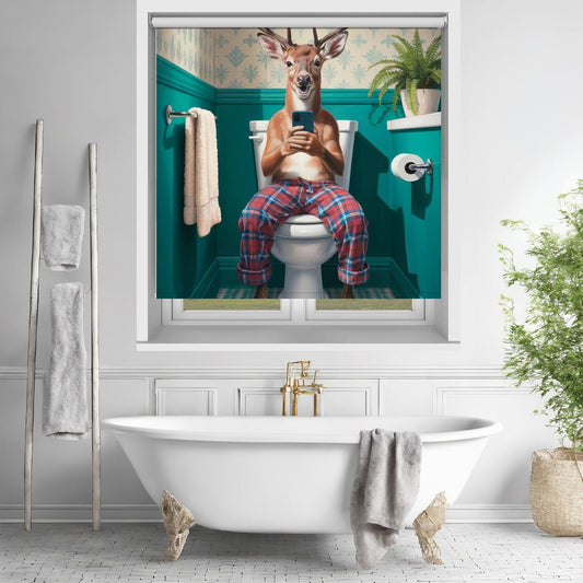 Bathroom Deer Printed Picture Photo Roller Blind - 1X3222290 - Art Fever - Art Fever