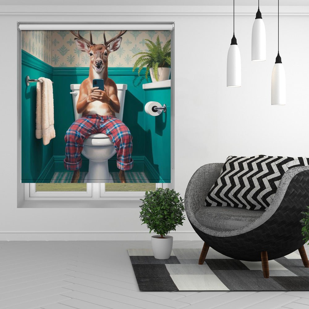 Bathroom Deer Printed Picture Photo Roller Blind - 1X3222290 - Art Fever - Art Fever