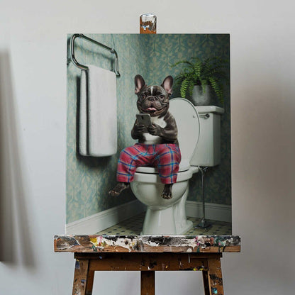Bathroom French Bulldog Canvas Print Wall Art 1X3222314 - ART FEVER - Art Fever