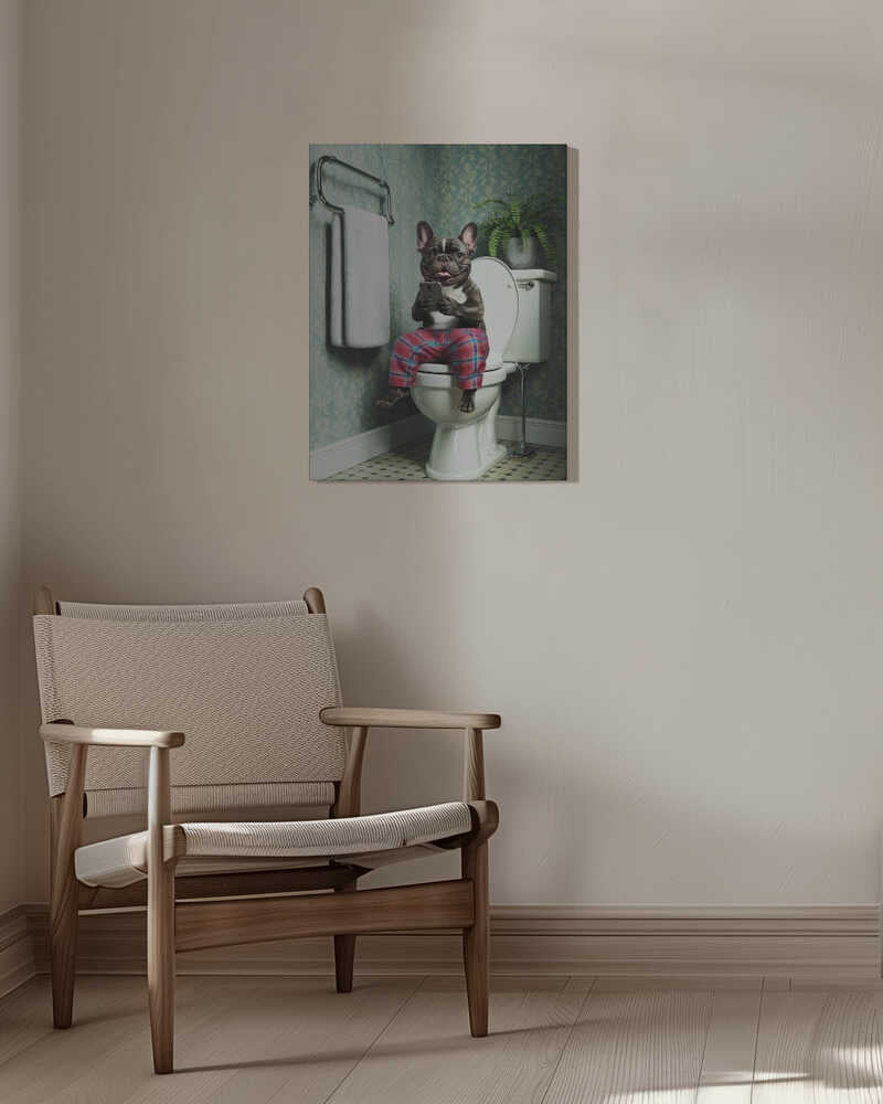 Bathroom French Bulldog Canvas Print Wall Art 1X3222314 - ART FEVER - Art Fever