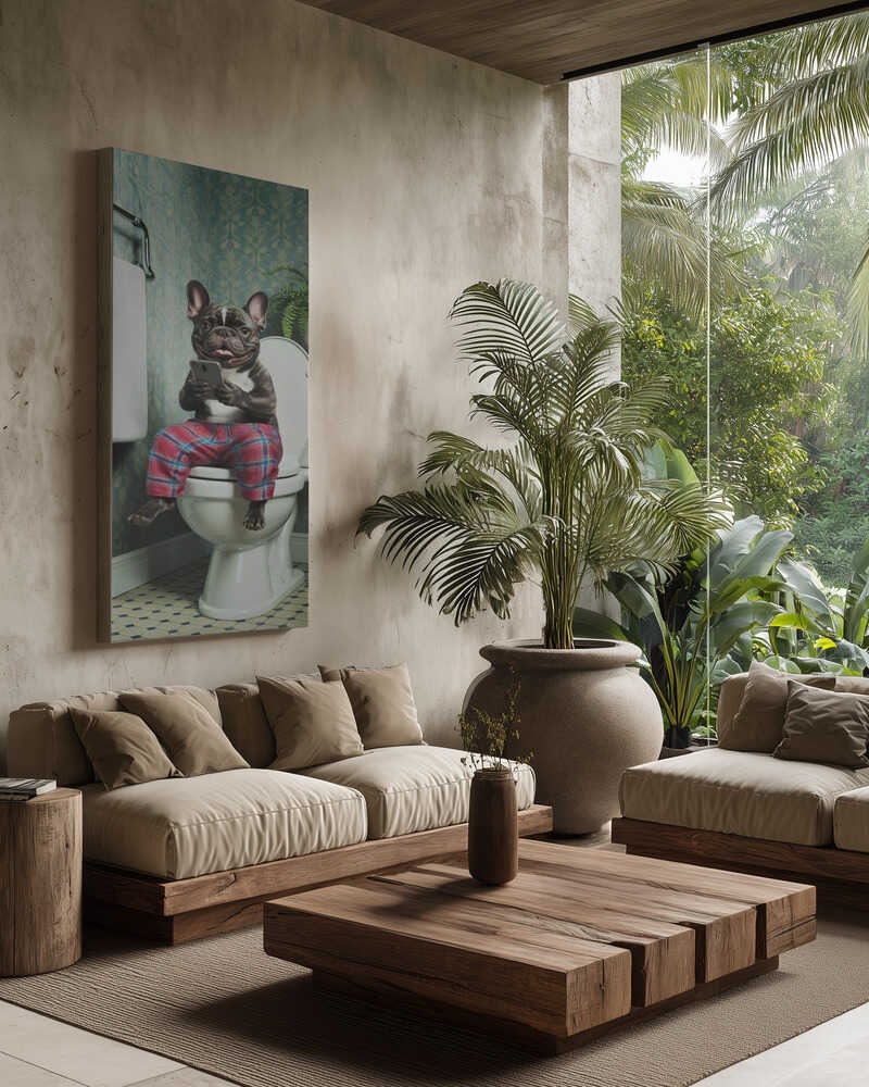 Bathroom French Bulldog Canvas Print Wall Art 1X3222314 - ART FEVER - Art Fever