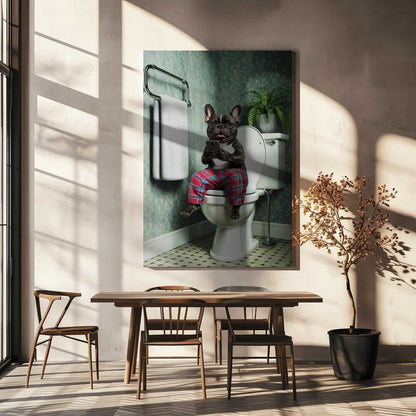Bathroom French Bulldog Canvas Print Wall Art 1X3222314 - ART FEVER - Art Fever
