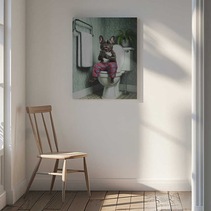 Bathroom French Bulldog Canvas Print Wall Art 1X3222314 - ART FEVER - Art Fever