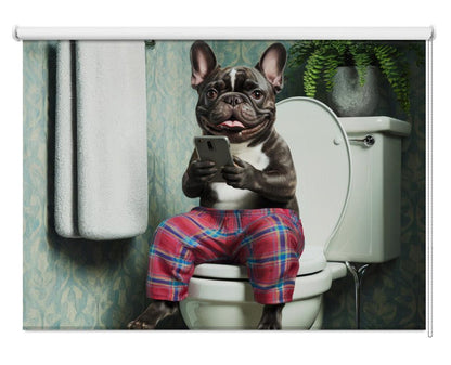 Bathroom French Bulldog Printed Picture Photo Roller Blind - 1X3222314 - Art Fever - Art Fever