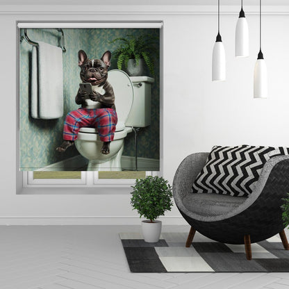 Bathroom French Bulldog Printed Picture Photo Roller Blind - 1X3222314 - Art Fever - Art Fever