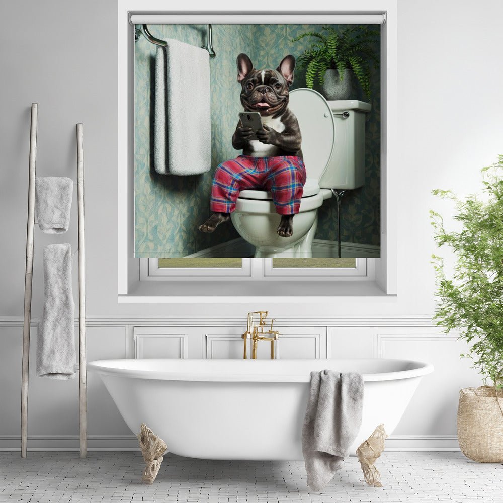 Bathroom French Bulldog Printed Picture Photo Roller Blind - 1X3222314 - Art Fever - Art Fever