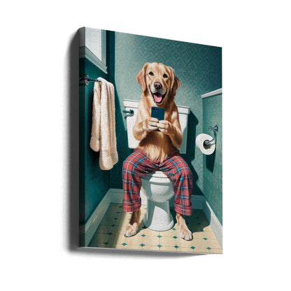 Bathroom Golden Retriever Canvas Print Wall Art 1X3221609 - ART FEVER - Art Fever