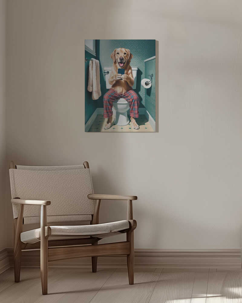 Bathroom Golden Retriever Canvas Print Wall Art 1X3221609 - ART FEVER - Art Fever