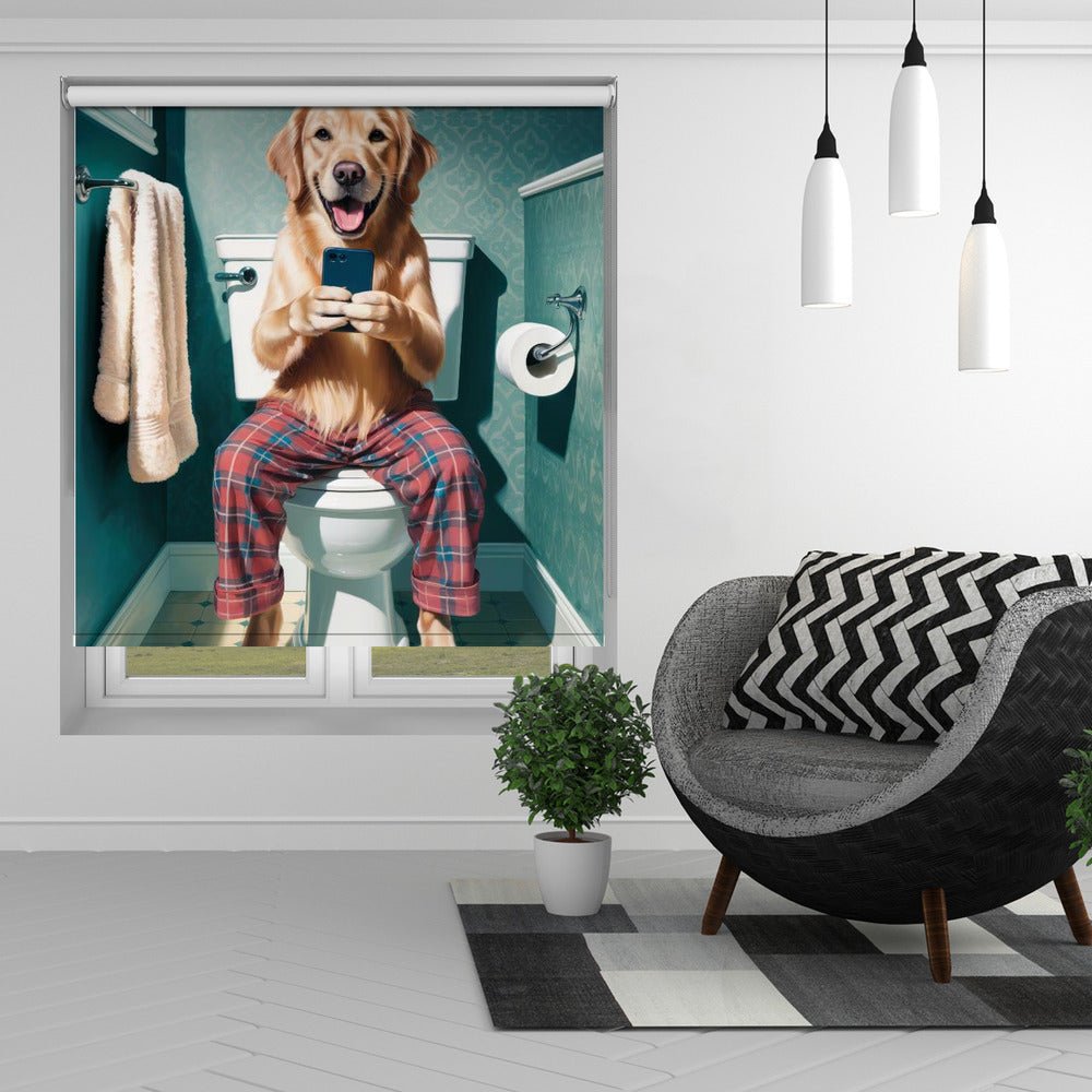 Bathroom Golden Retriever Printed Picture Photo Roller Blind - 1X3221609 - Art Fever - Art Fever