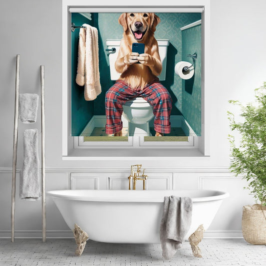 Bathroom Golden Retriever Printed Picture Photo Roller Blind - 1X3221609 - Art Fever - Art Fever