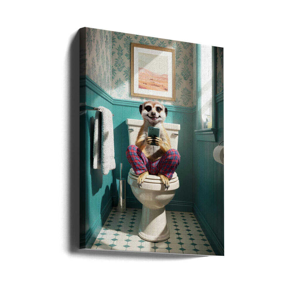 Bathroom Meerkat Canvas Print Wall Art 1X3221635 - ART FEVER - Art Fever