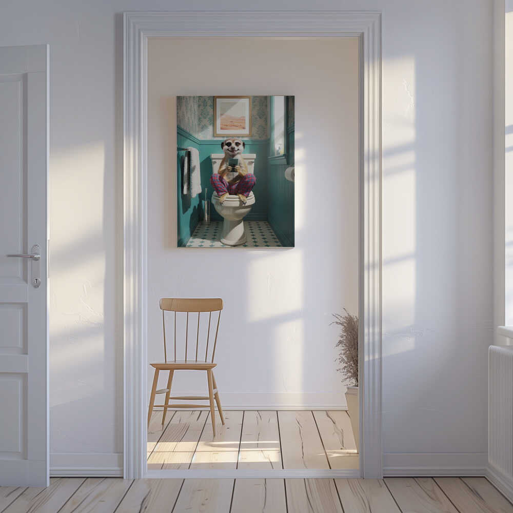 Bathroom Meerkat Canvas Print Wall Art 1X3221635 - ART FEVER - Art Fever