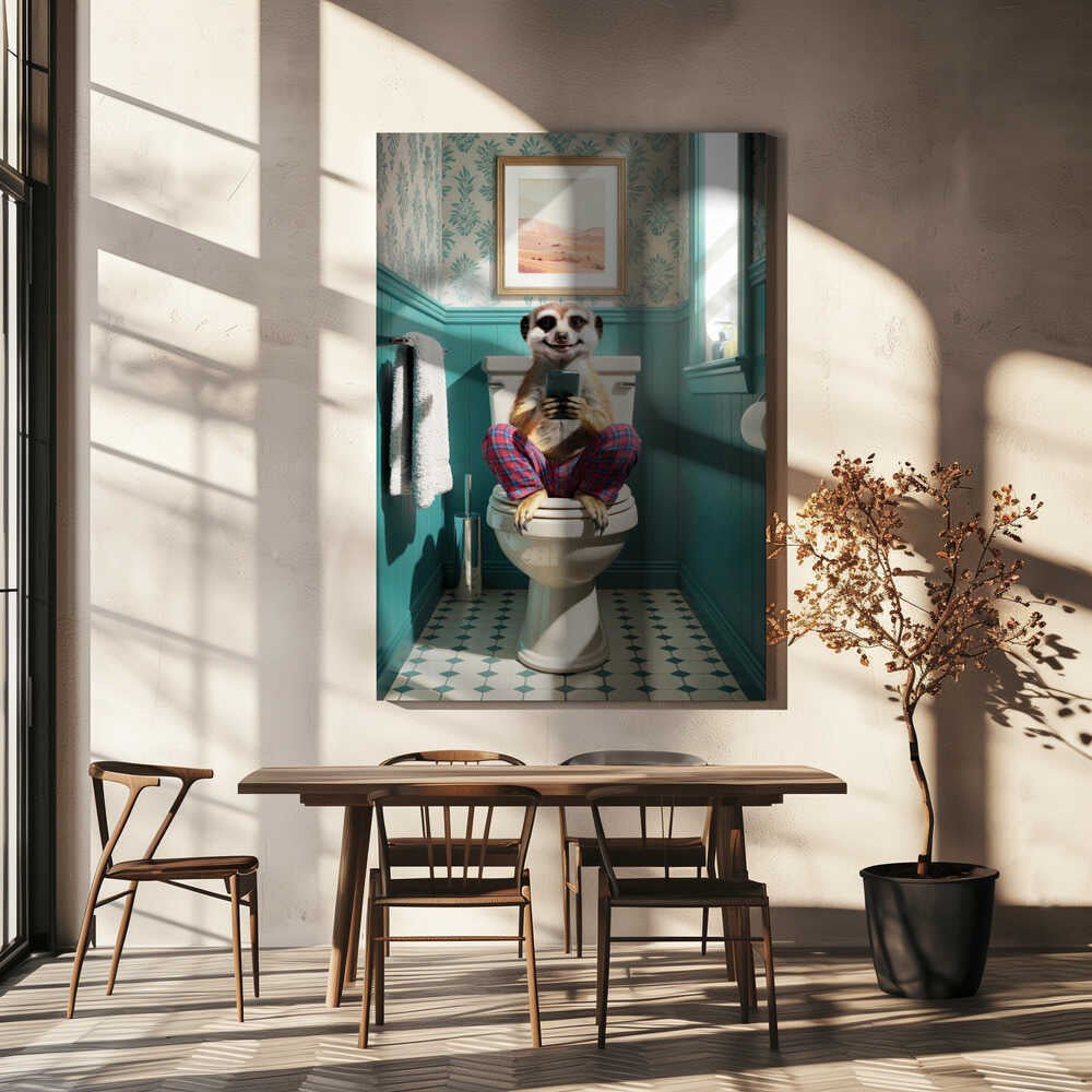 Bathroom Meerkat Canvas Print Wall Art 1X3221635 - ART FEVER - Art Fever