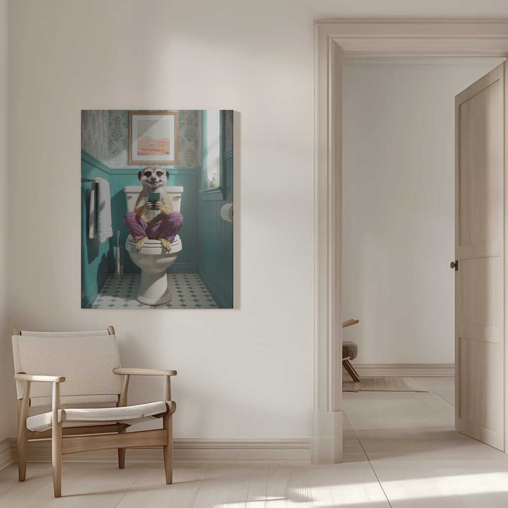 Bathroom Meerkat Canvas Print Wall Art 1X3221635 - ART FEVER - Art Fever