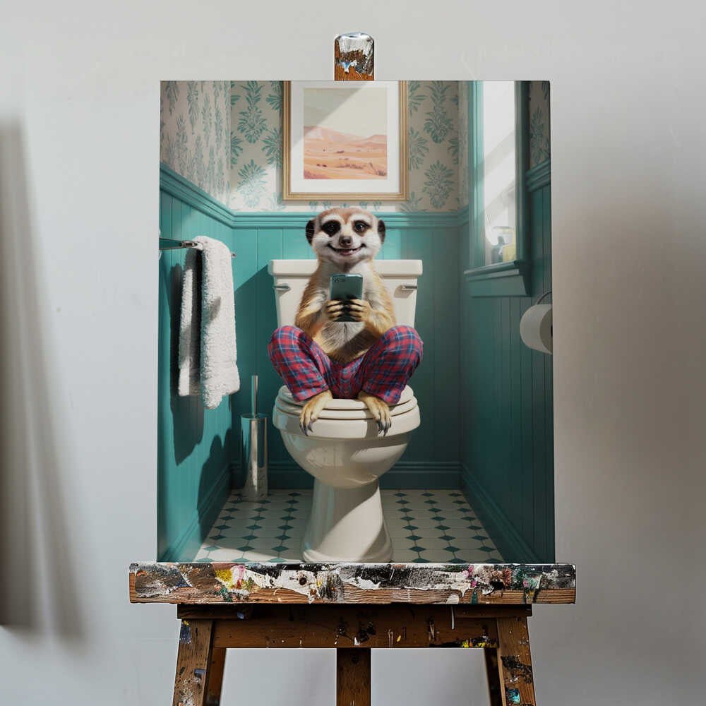 Bathroom Meerkat Canvas Print Wall Art 1X3221635 - ART FEVER - Art Fever