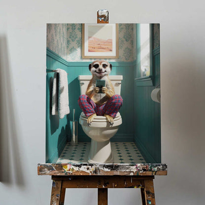 Bathroom Meerkat Canvas Print Wall Art 1X3221635 - ART FEVER - Art Fever