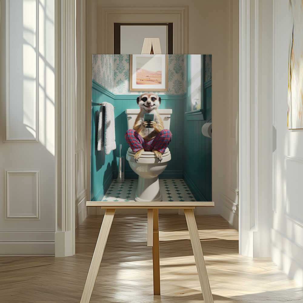 Bathroom Meerkat Canvas Print Wall Art 1X3221635 - ART FEVER - Art Fever