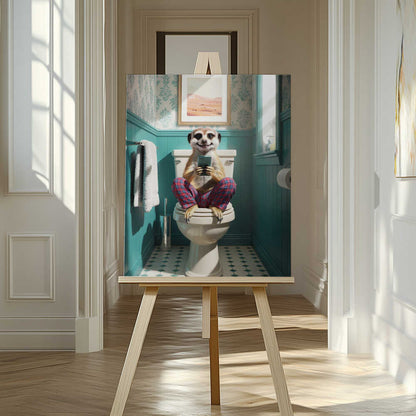 Bathroom Meerkat Canvas Print Wall Art 1X3221635 - ART FEVER - Art Fever