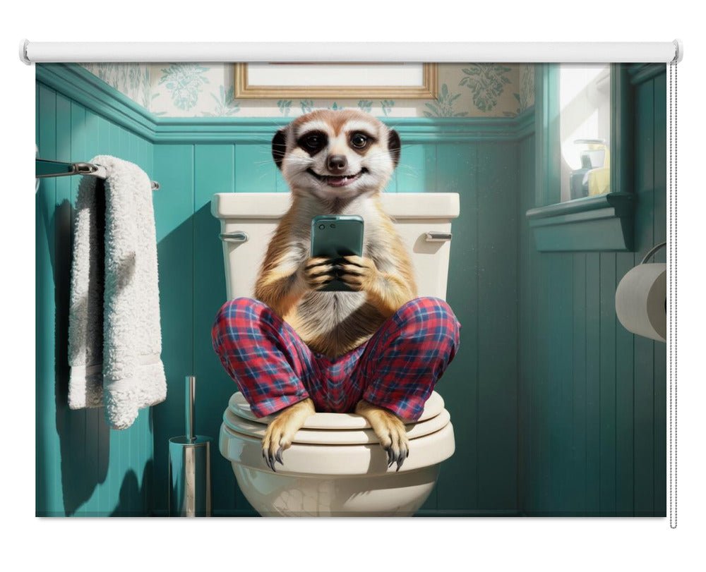 Bathroom Meerkat Printed Picture Photo Roller Blind - 1X3221635 - Art Fever - Art Fever