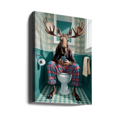 Bathroom Moose Canvas Print Wall Art 1X3222283 - ART FEVER - Art Fever