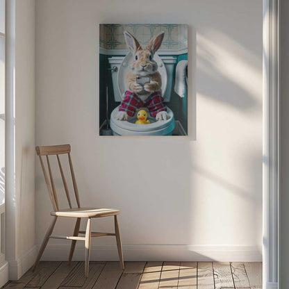 Bathroom Rabbit Canvas Print Wall Art 1X3221660 - ART FEVER - Art Fever