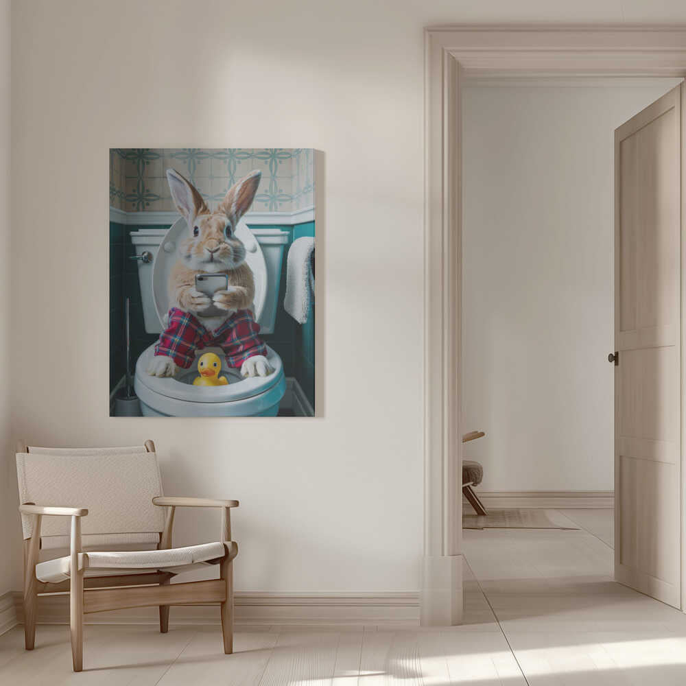 Bathroom Rabbit Canvas Print Wall Art 1X3221660 - ART FEVER - Art Fever