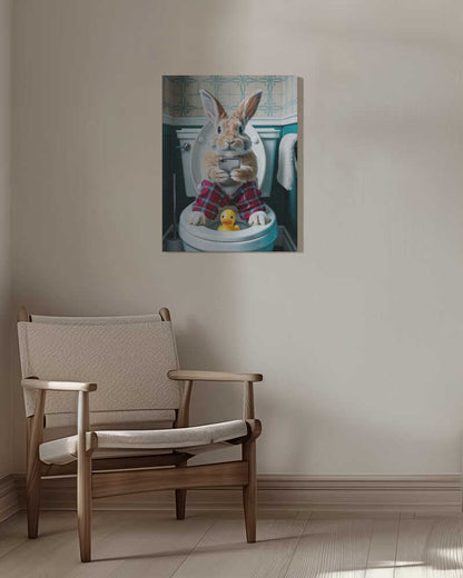 Bathroom Rabbit Canvas Print Wall Art 1X3221660 - ART FEVER - Art Fever