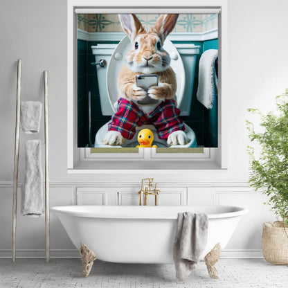 Bathroom Rabbit Printed Picture Photo Roller Blind - 1X3221660 - Art Fever - Art Fever