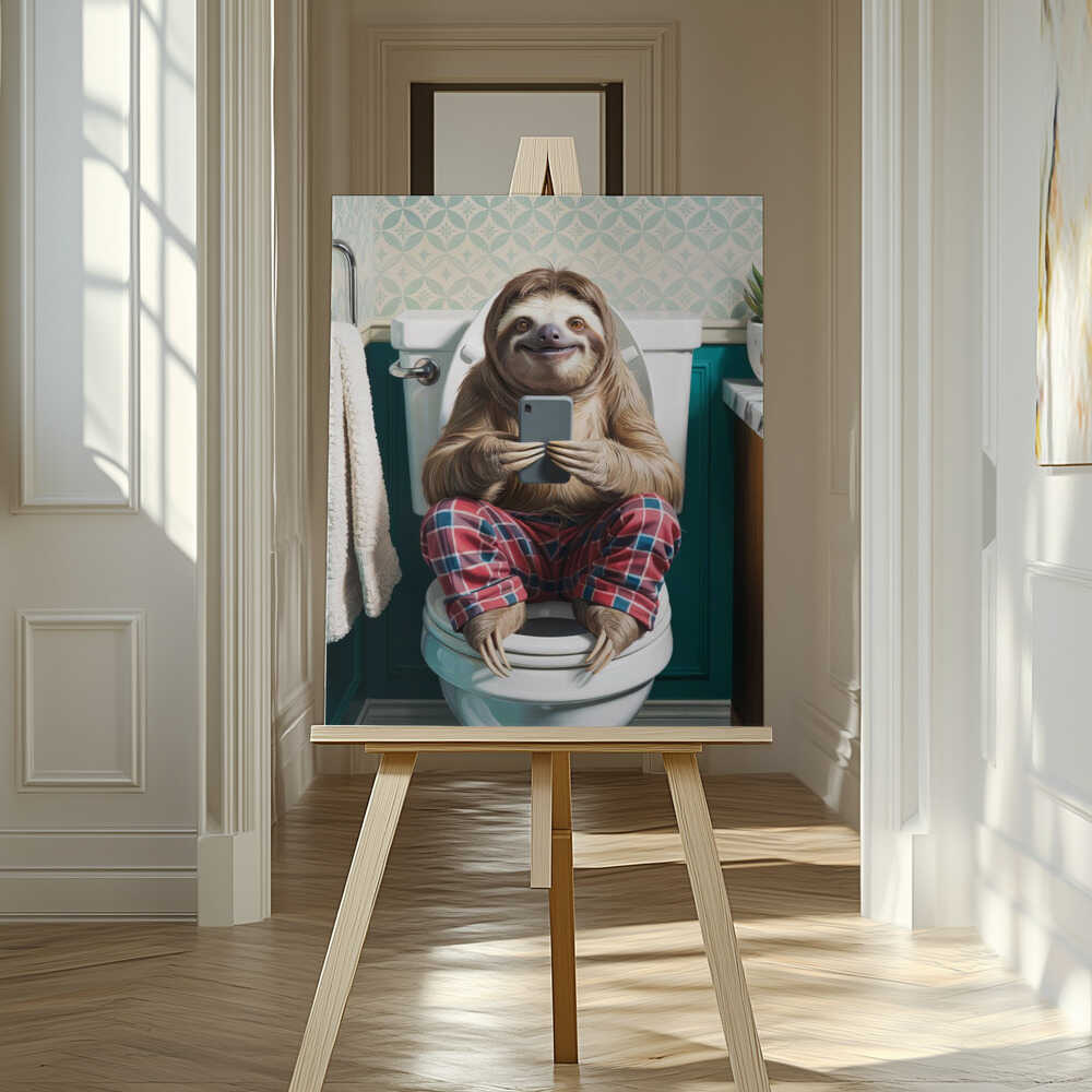 Bathroom Sloth Canvas Print Wall Art 1X3221649 - ART FEVER - Art Fever