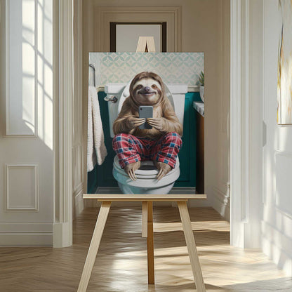 Bathroom Sloth Canvas Print Wall Art 1X3221649 - ART FEVER - Art Fever
