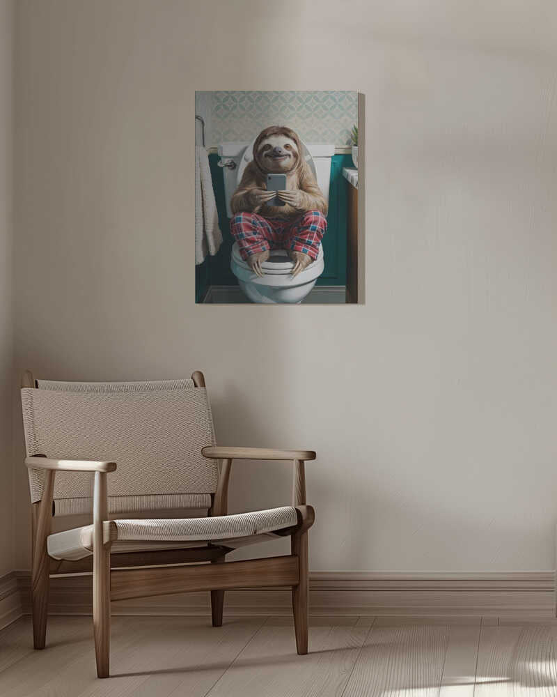 Bathroom Sloth Canvas Print Wall Art 1X3221649 - ART FEVER - Art Fever