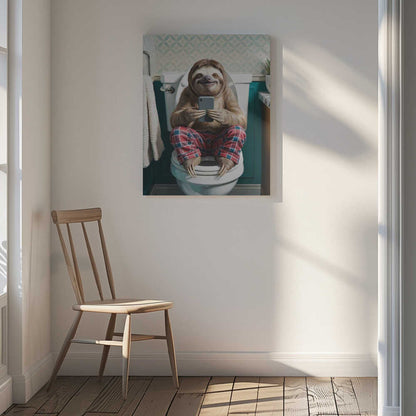 Bathroom Sloth Canvas Print Wall Art 1X3221649 - ART FEVER - Art Fever