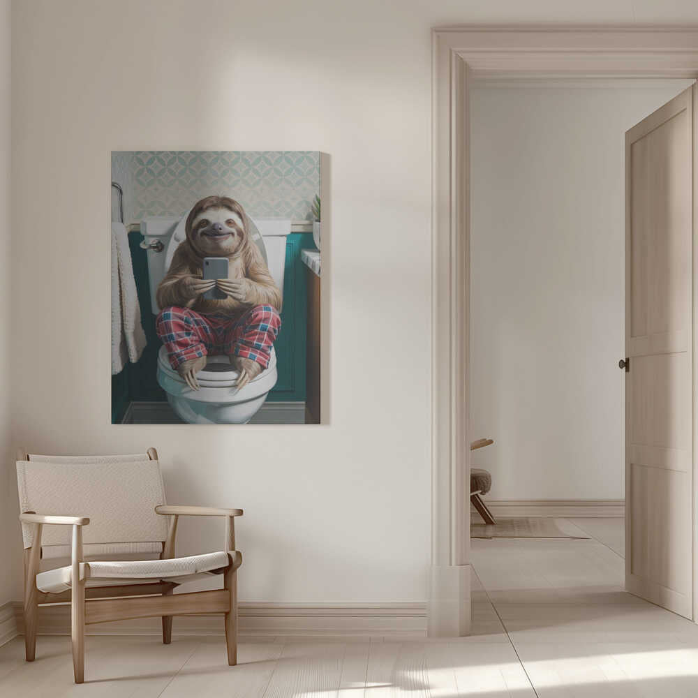 Bathroom Sloth Canvas Print Wall Art 1X3221649 - ART FEVER - Art Fever
