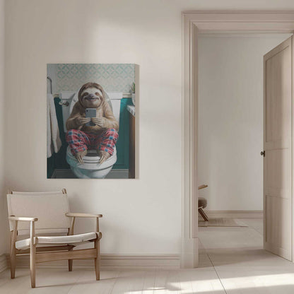 Bathroom Sloth Canvas Print Wall Art 1X3221649 - ART FEVER - Art Fever