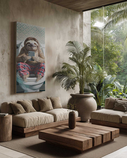 Bathroom Sloth Canvas Print Wall Art 1X3221649 - ART FEVER - Art Fever
