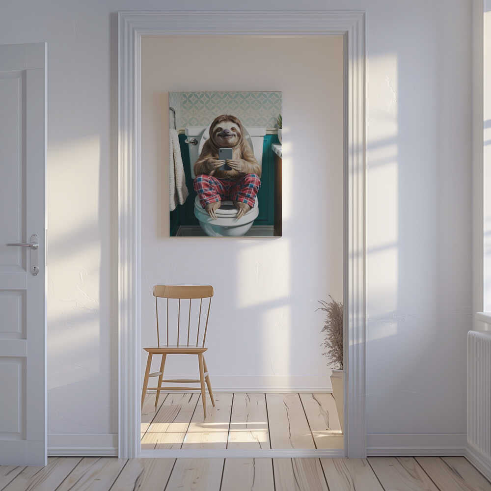 Bathroom Sloth Canvas Print Wall Art 1X3221649 - ART FEVER - Art Fever