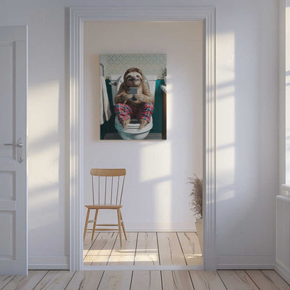 Bathroom Sloth Canvas Print Wall Art 1X3221649 - ART FEVER - Art Fever